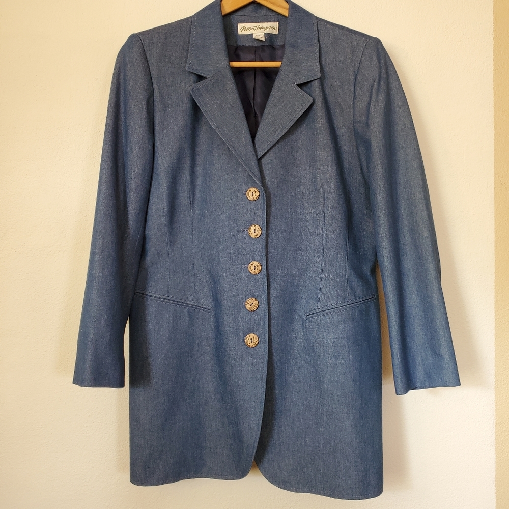 Size 14 Norm Thompson Light Denim Blazer Jacket